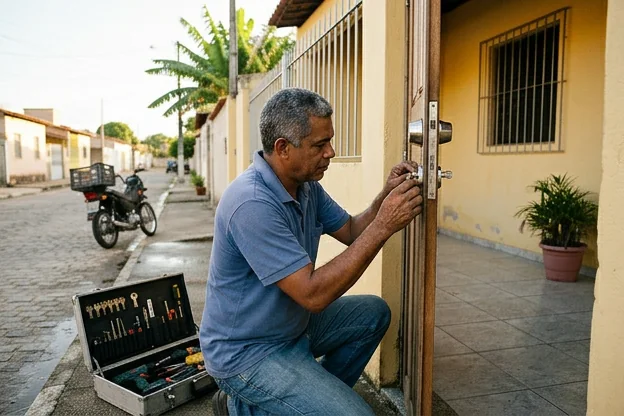 Casa em Santa Rita apresentando fechaduras de segurança.